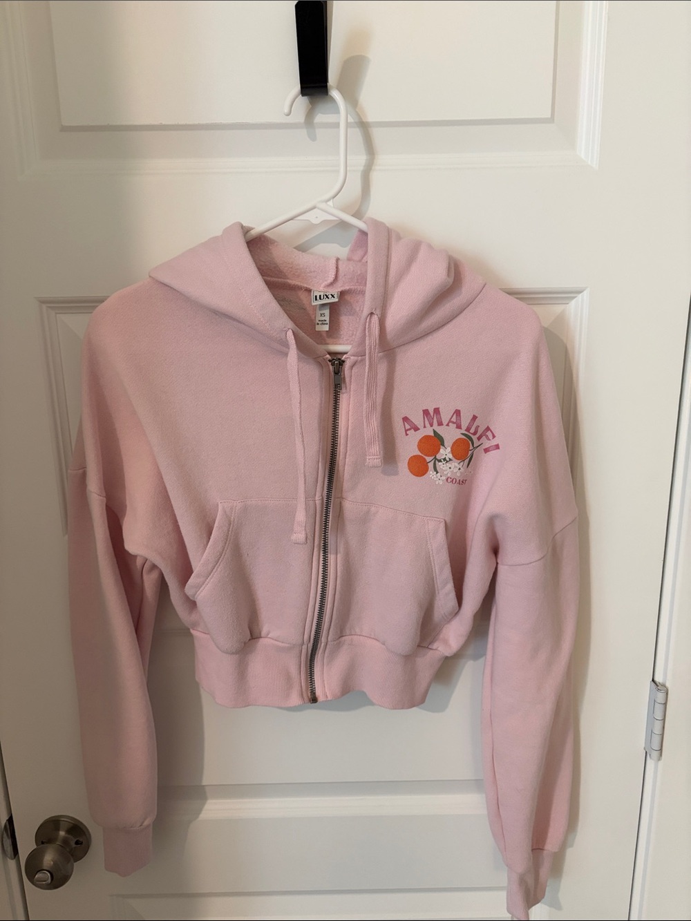 Threads of Luxx Pink Girls' Zip Hoodie with Amalfi Fruit Accent
